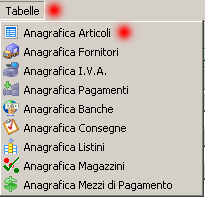 Accesso alla gestione anagrafica articoli.