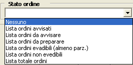 Ricerca per stato ordini clienti.
