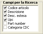 Campi per la ricerca.