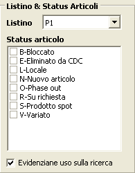 Listino & Status articoli.