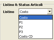 Scelta listino.