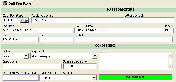 Modulo ordine a fonitore.
