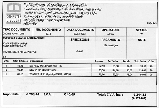 Stampa ordine.