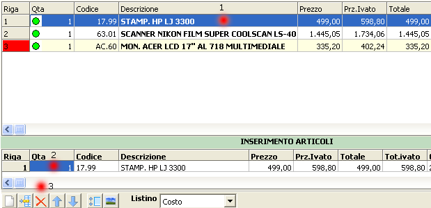 Eliminazione articolo da ordine.
