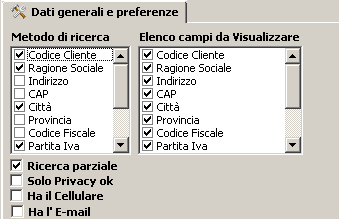 Dati generali e preferenze.