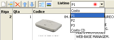 Scelta lIStino di carico articolo.