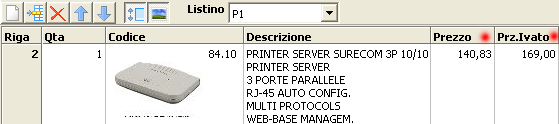 Visualizzazione Prezzo articolo.