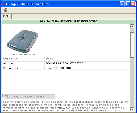 Scheda tecnica Web.